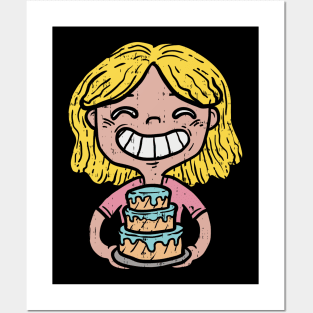 Cute laughing Cupcake Baking Girl - Funny Cake Dealer Gift Posters and Art